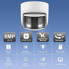 4K 180° Dual-Lens Security Turret Camera Outdoor, 8MP Panoramic