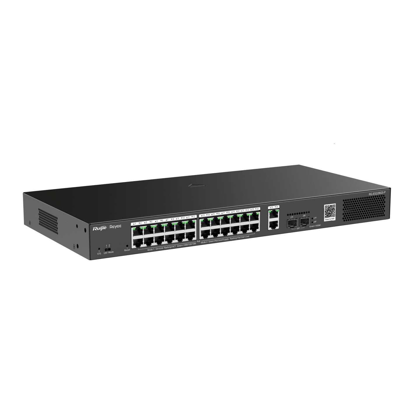 Ruijie RG-ES228GS-P 28-Port Gigabit Smart Cloud Managed PoE+ Switch with 370W PoE Budget and SFP Uplinks