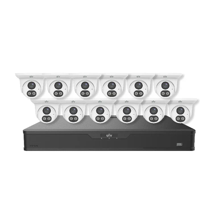 UNV EK-BQ2P16UDLT412T4, IP Kit 16ch NVR, 12pcs Turret 4MP Color Hunter (Smart Search), 4TB HD